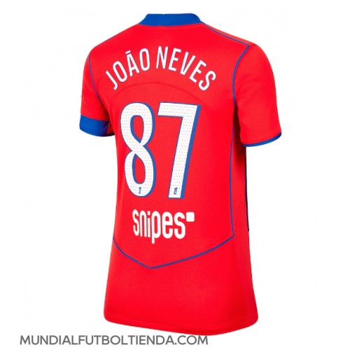 Camiseta Paris Saint-Germain Joao Neves #87 Tercera Equipación Replica 2025-26 para mujer mangas cortas Camiseta Paris Saint-Germain Joao Neves #87 Tercera Equipación Replica 2025-26 para mujer mangas cortas